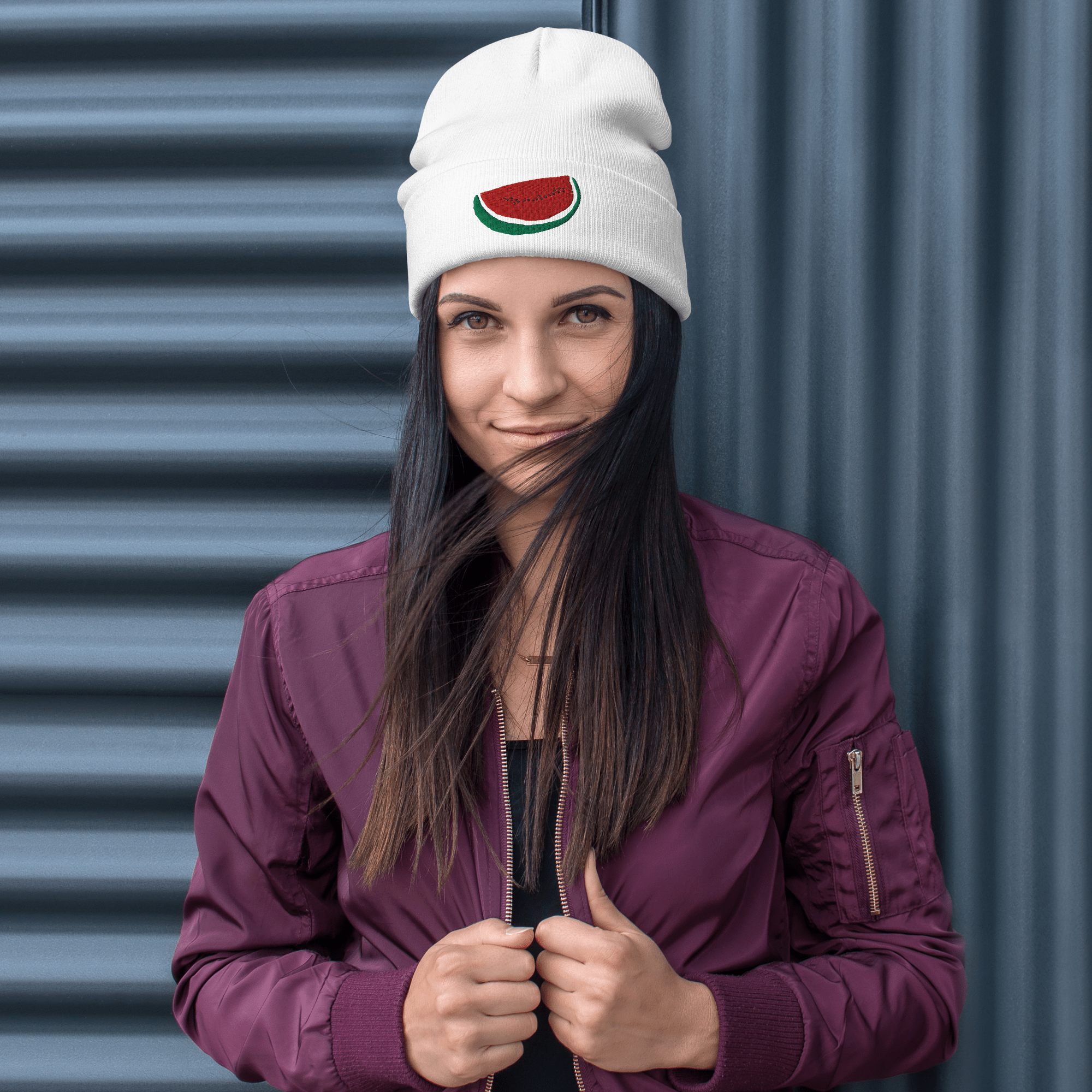 EMBROIDERED WATERMELON BEANIE