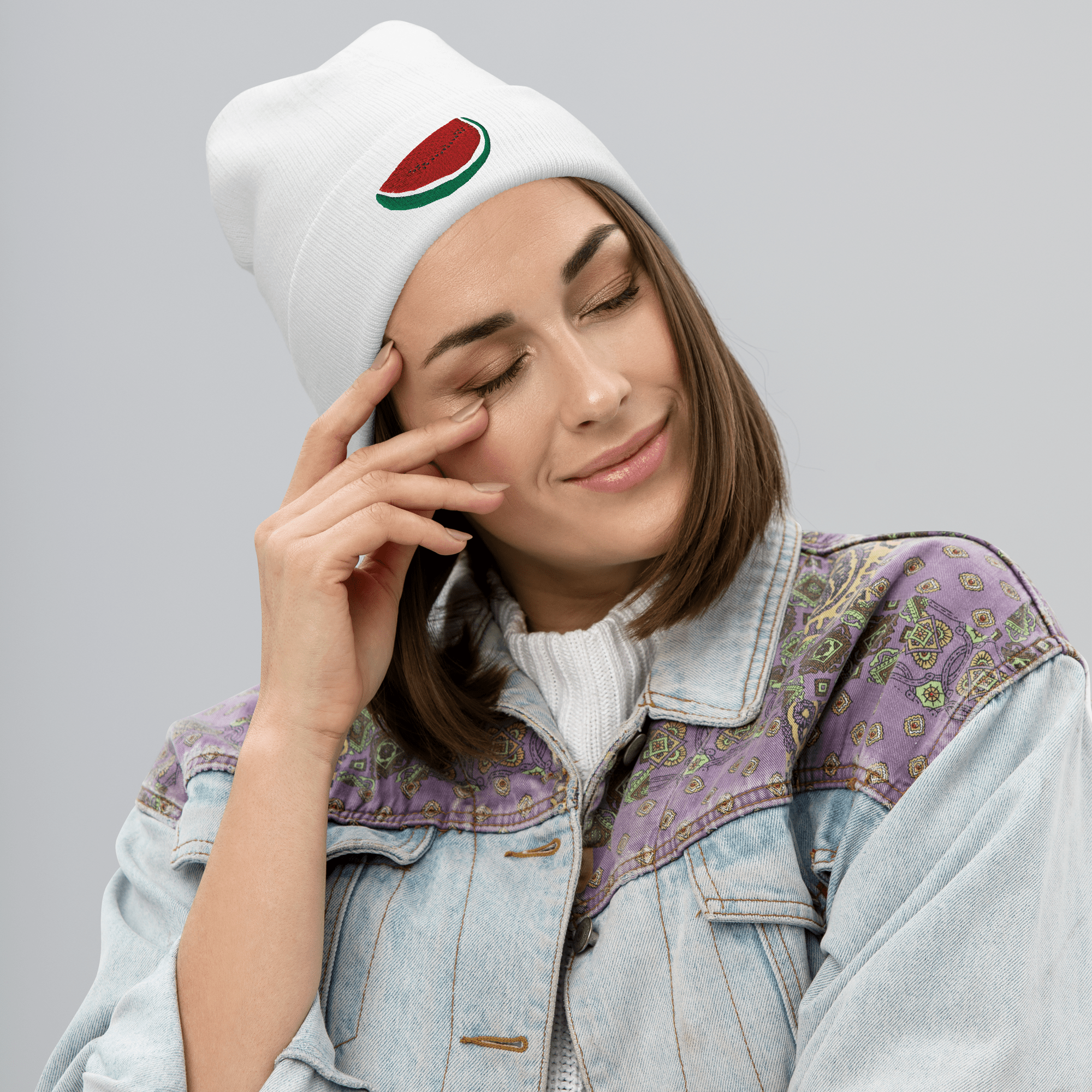 EMBROIDERED WATERMELON BEANIE